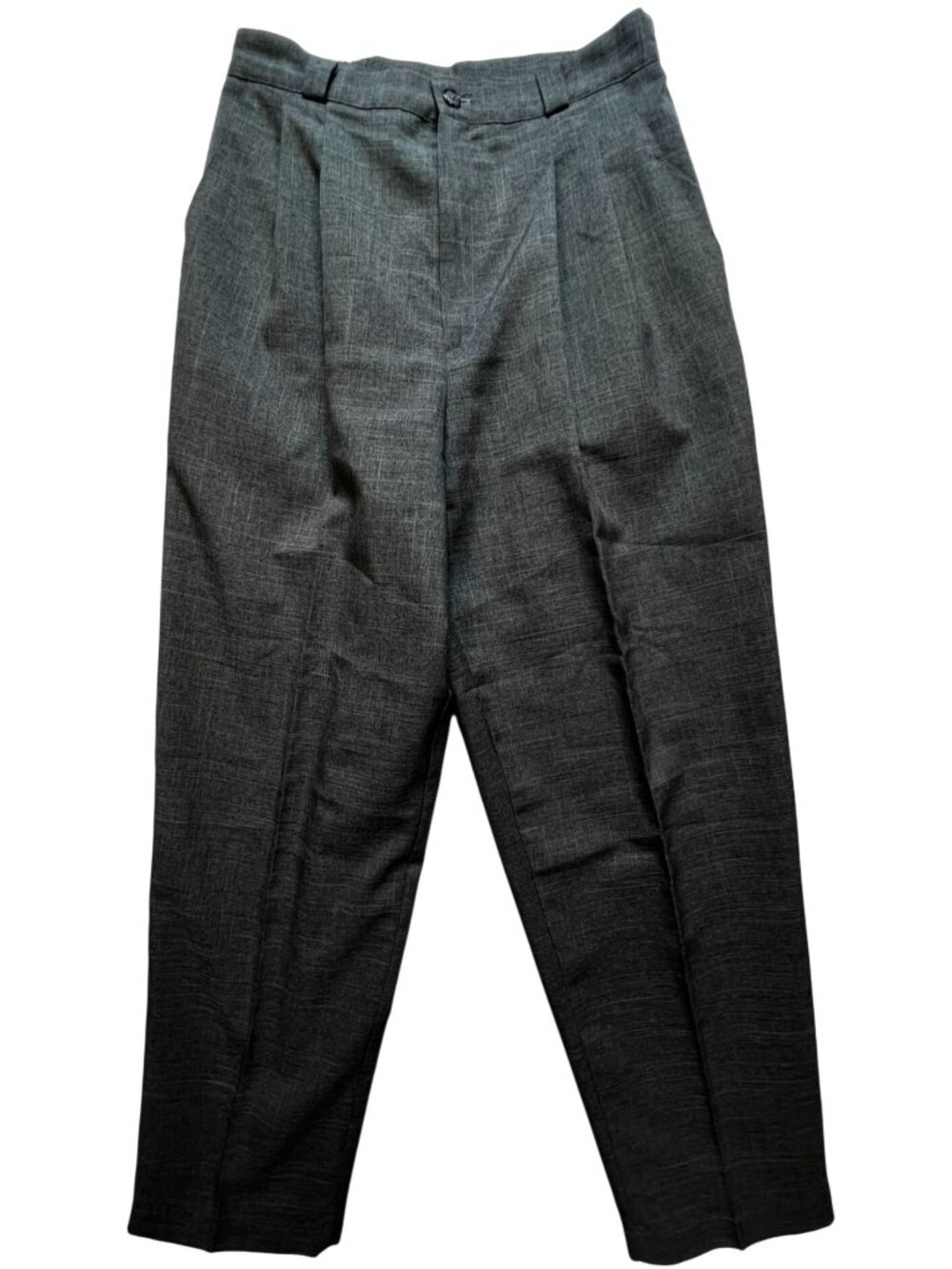 Briggs Women's Pleated Dress Pants Tapered Leg Size 12P Dark Gray Solid Pockets